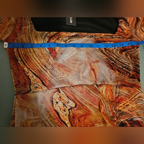 PrettyLittleThing  NWT Orange Mesh Animal Print Long  Sleeve Dress Sz 8 - Picture 9 of 11